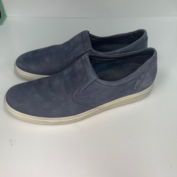 Ecco Shoes - ECCO Navy Leather Slip-On Shoes Women’s Size 10 Blue Comfort Sneakers